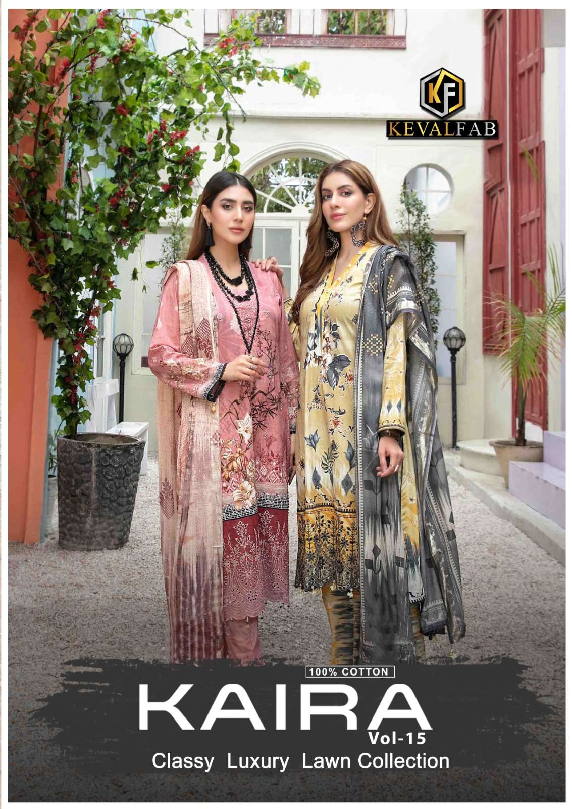 KAIRA VOL-15 BY KEVAL FAB 1501 TO 1506 SERIES LAWN COTTON PRINT PAKISTANI SUITS