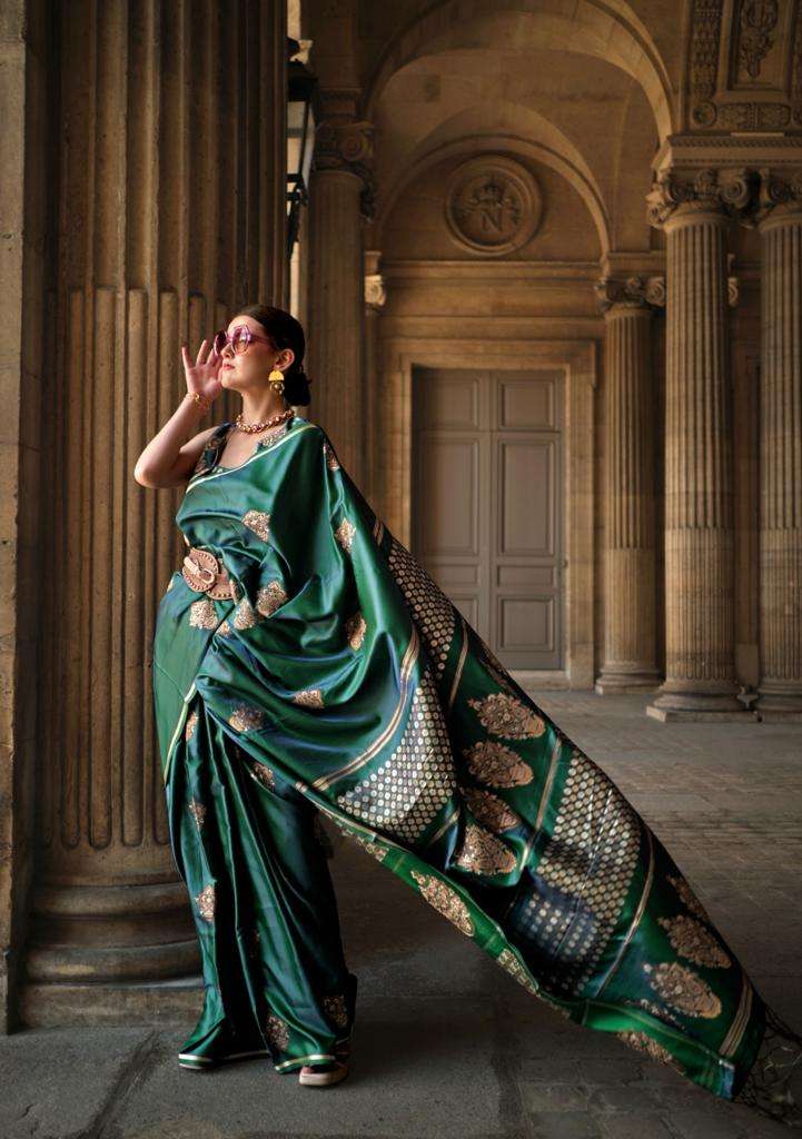 KAIZEEN SILK BY AQSAWHOLESALE PURE SATIN SILK DESIGNER SAREES