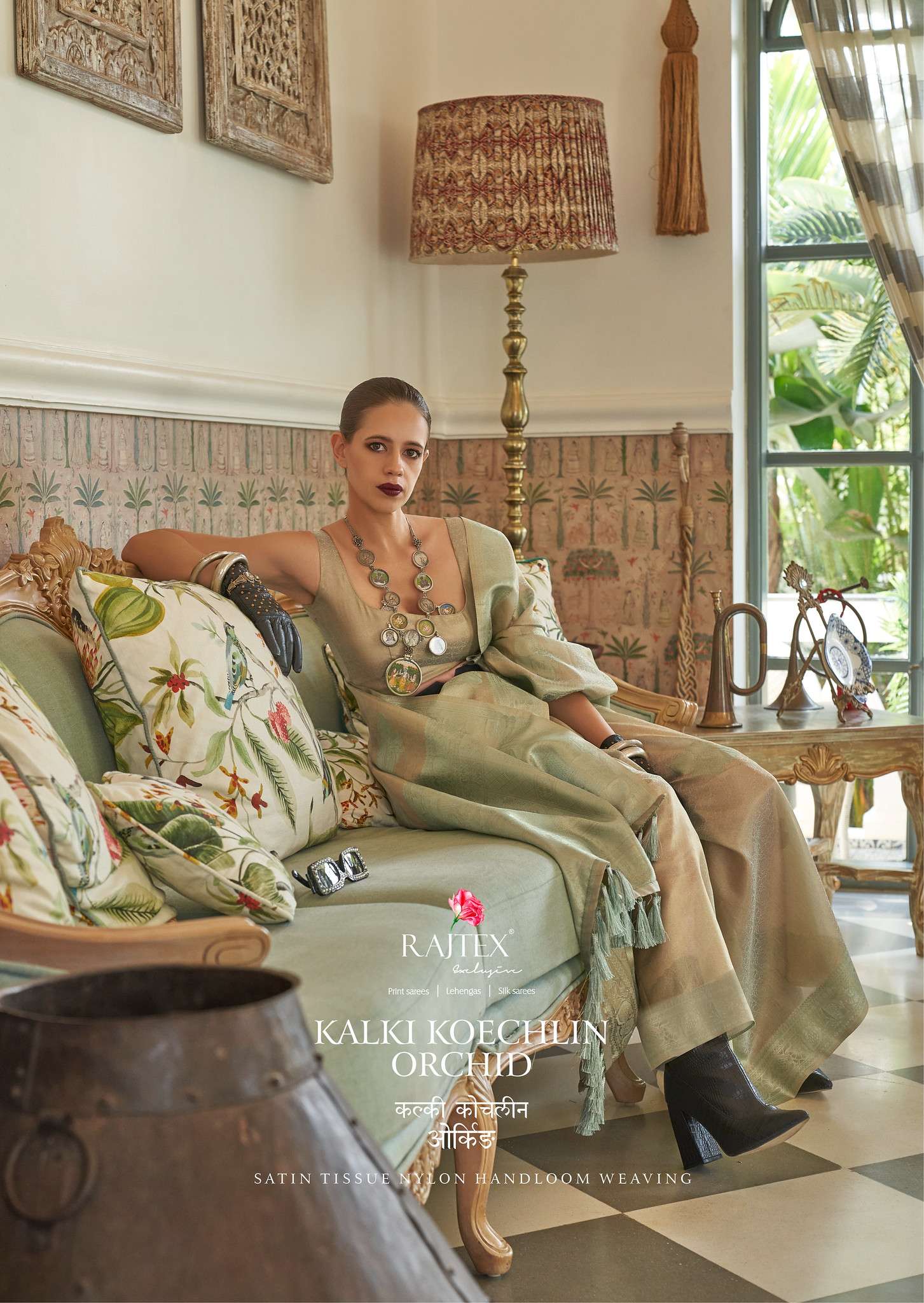 KALKI KOECHLIN ORCHID BY RAJTEX 118001 TO 118006 SERIES SATIN TISSUE NAYLON SILK SAREES