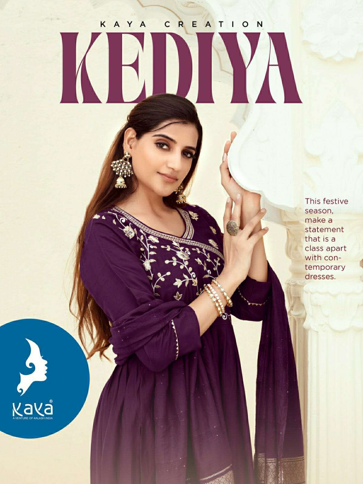 KEDIYA BY KAYA 01 TO 06 SERIES ROMAN SILK EMBROIDERY WORK DRESSES