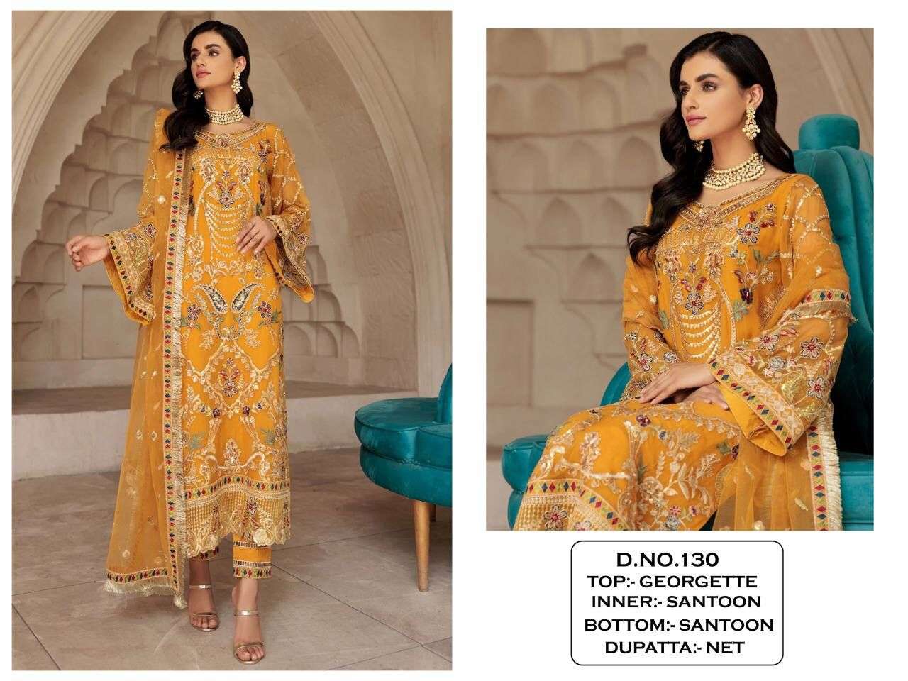 KF-130 COLOURS BY AQSAWHOLESALE GEORGETTE EMBROIDERY PAKISTANI DRESSES