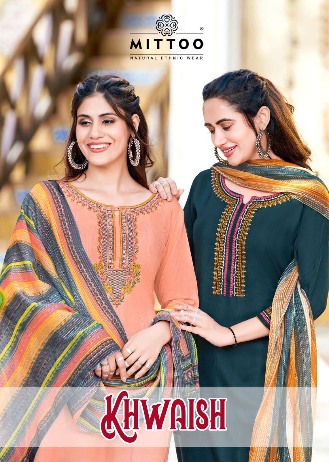 KHWAISH BY MITTTOO 1142 TO 1147 SERIES RAYON PRINT EMBROIDERY READYMADE DRESSES