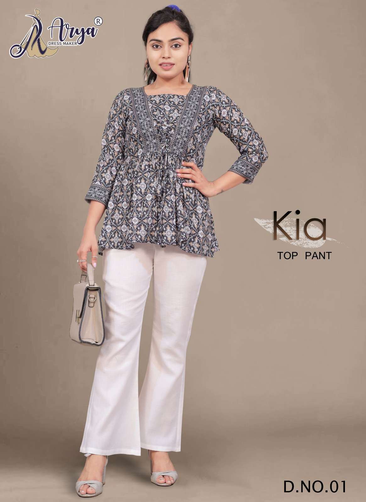 KIA BY ARYA DRESS MAKER 01 TO 04 SERIES COTTON WRINKLE TOP & PANTS