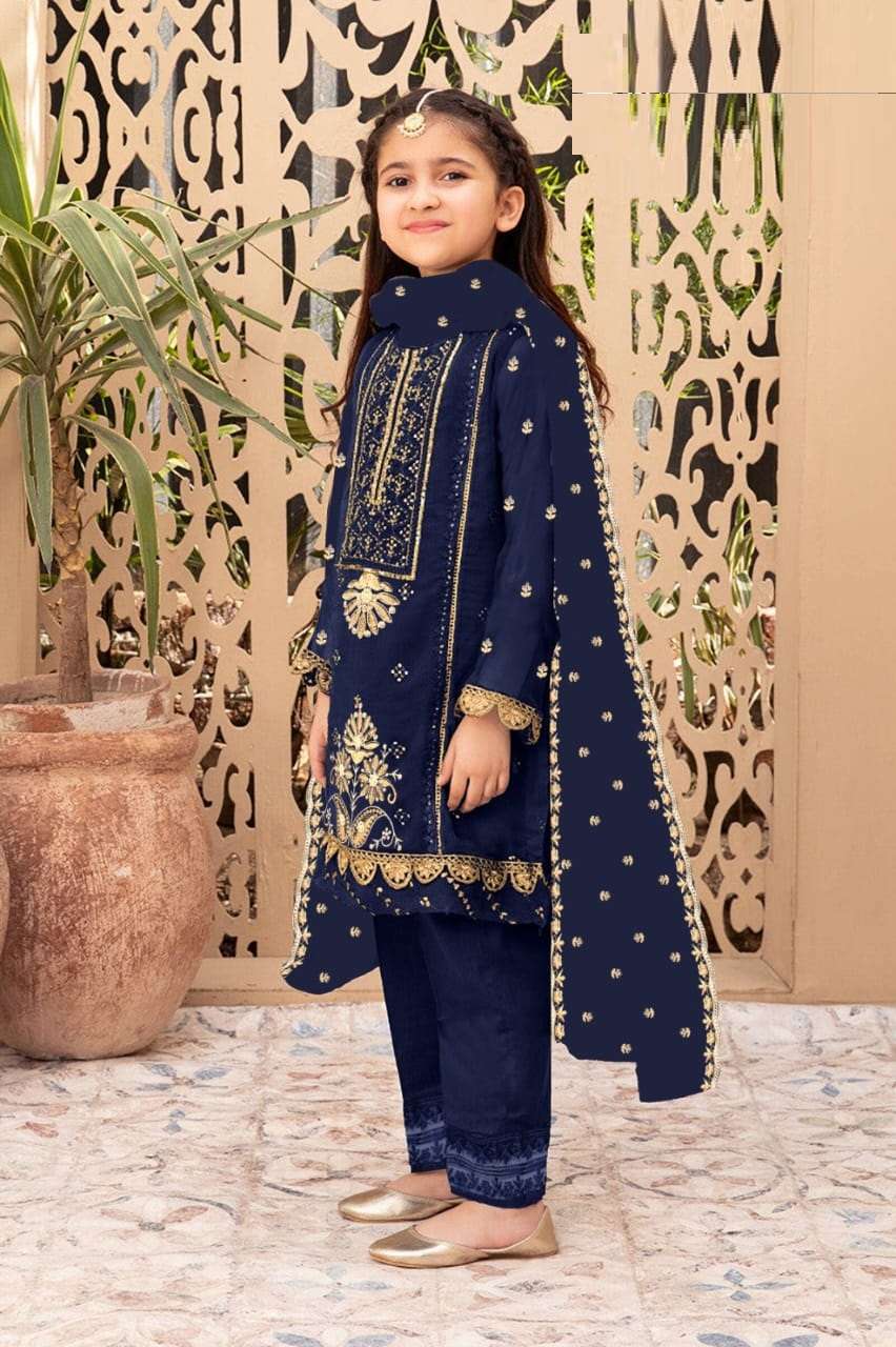 KIDS VOL-4 BY AQSAWHOLESALE FAUX GEORGETTE WORK READYMADE KIDS PAKISTANI DRESSES