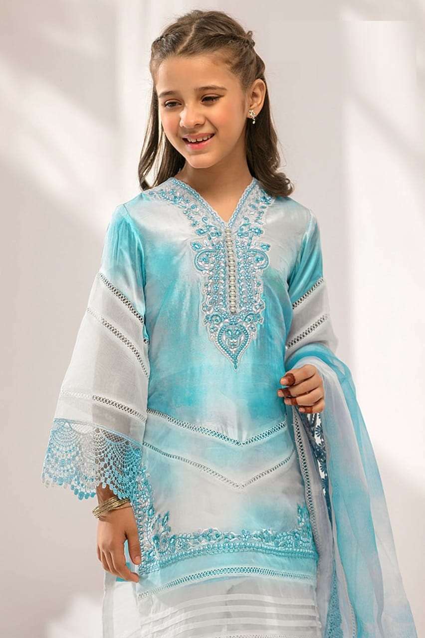 KIDS VOL-5 BY AQSAWHOLESALE SATIN GEORGETTE WORK READYMADE KIDS PAKISTANI DRESSES