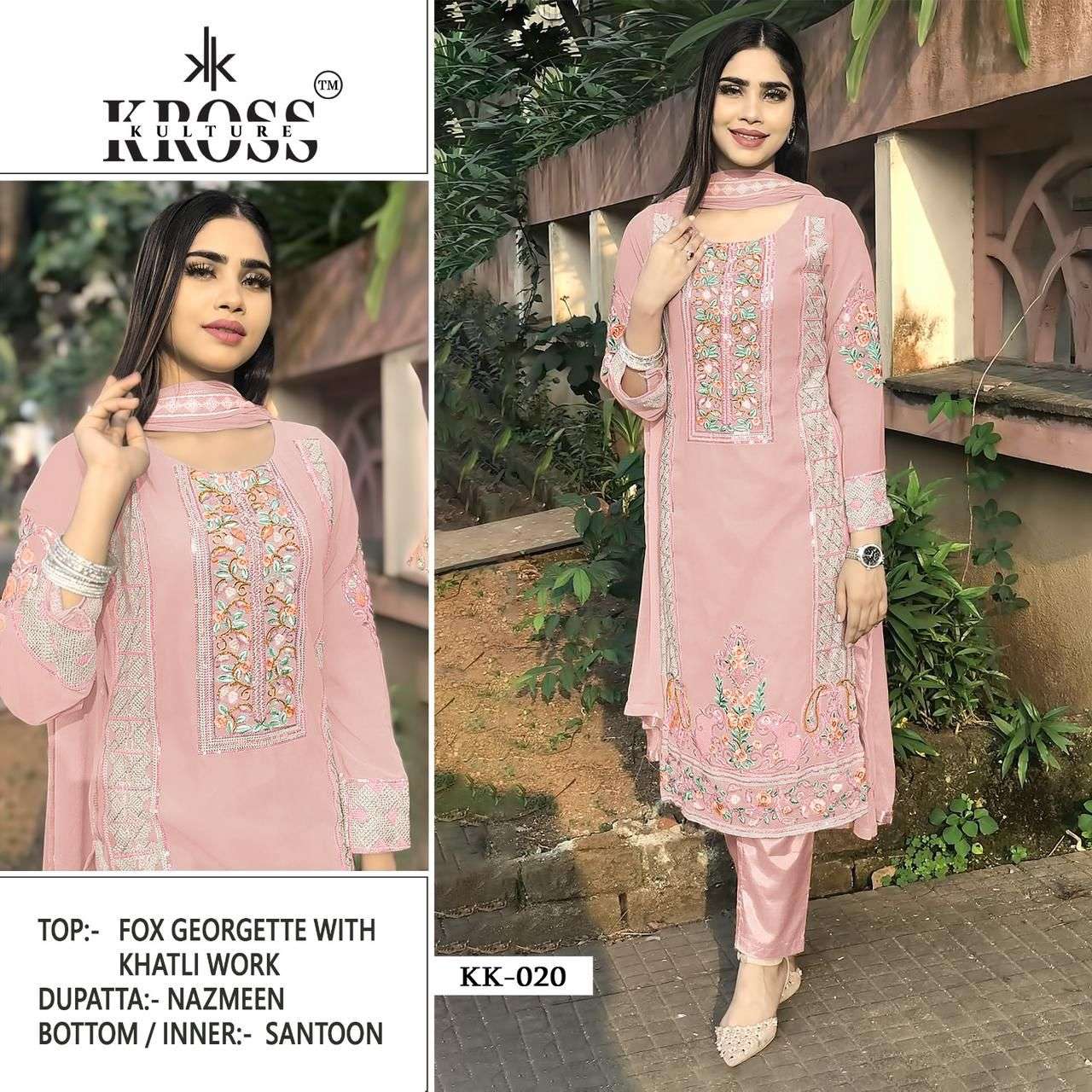 KK-20 COLOURS BY KROSS CULTURE 20-A TO 20-D SERIES GEORGETTE WORK DRESSES