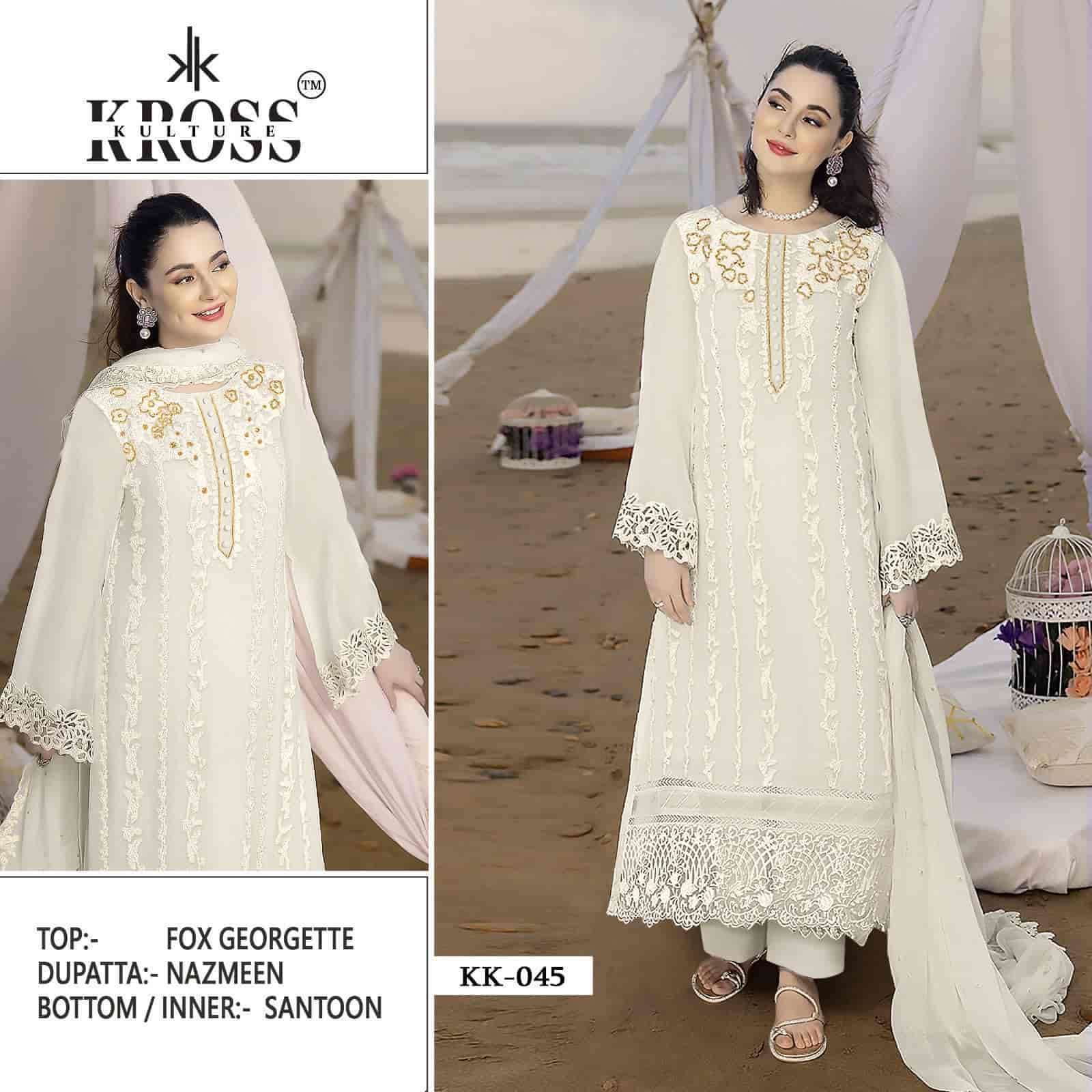 KK 45 COLOURS BY KROSS CULTURE 45-A TO 45-D SERIES GEORGETTE EMBROIDERY WORK PAKISTANI DRESSES