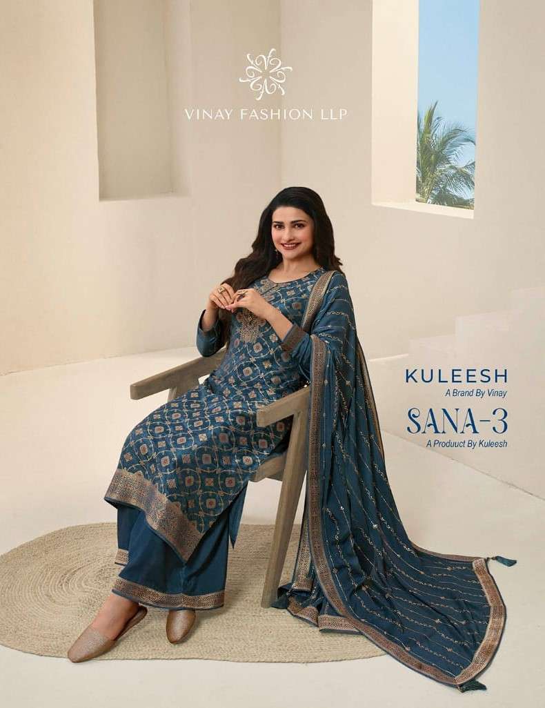 KULEESH SANA VOL-3 BY VINAY FASHION 64681 TO 64686 SERIES DOLA JACQUARD WORK DRESSES