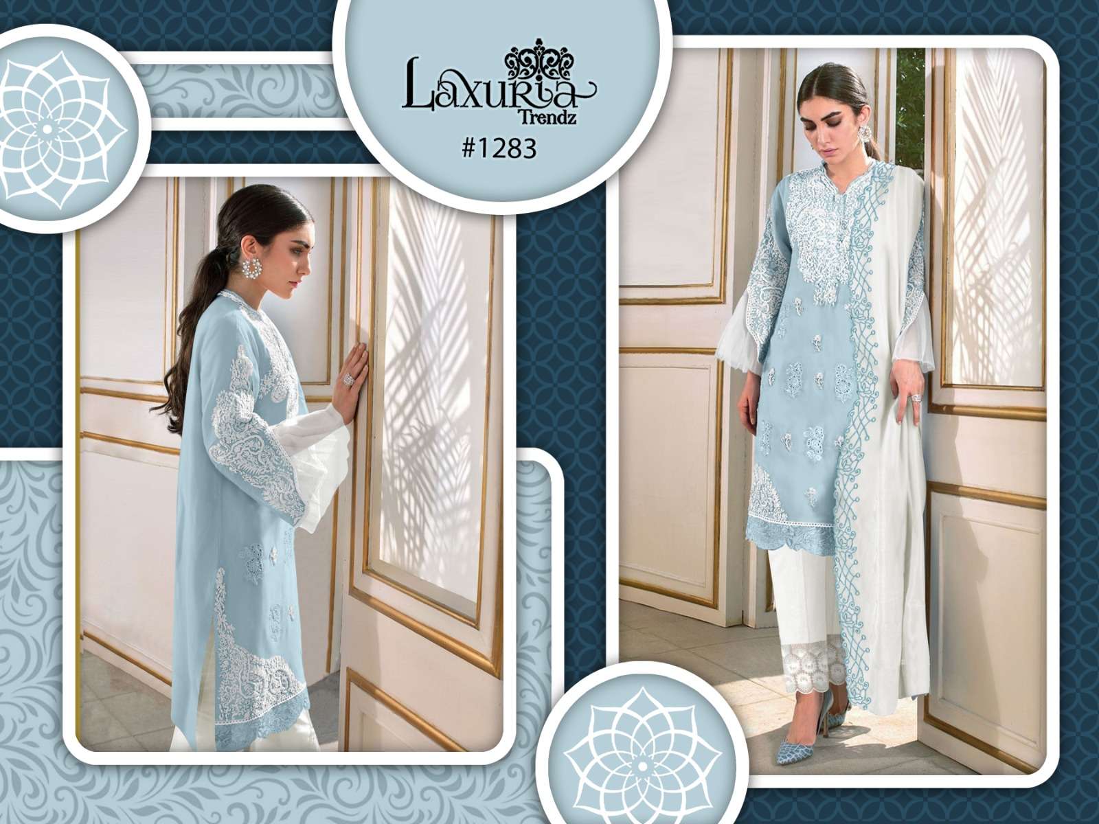 LAXURIA 1283 HIT DESIGN BY LAXURIA TRENDZ FAUX GEORGETTE EMBROIDERY READYMADE DRESS