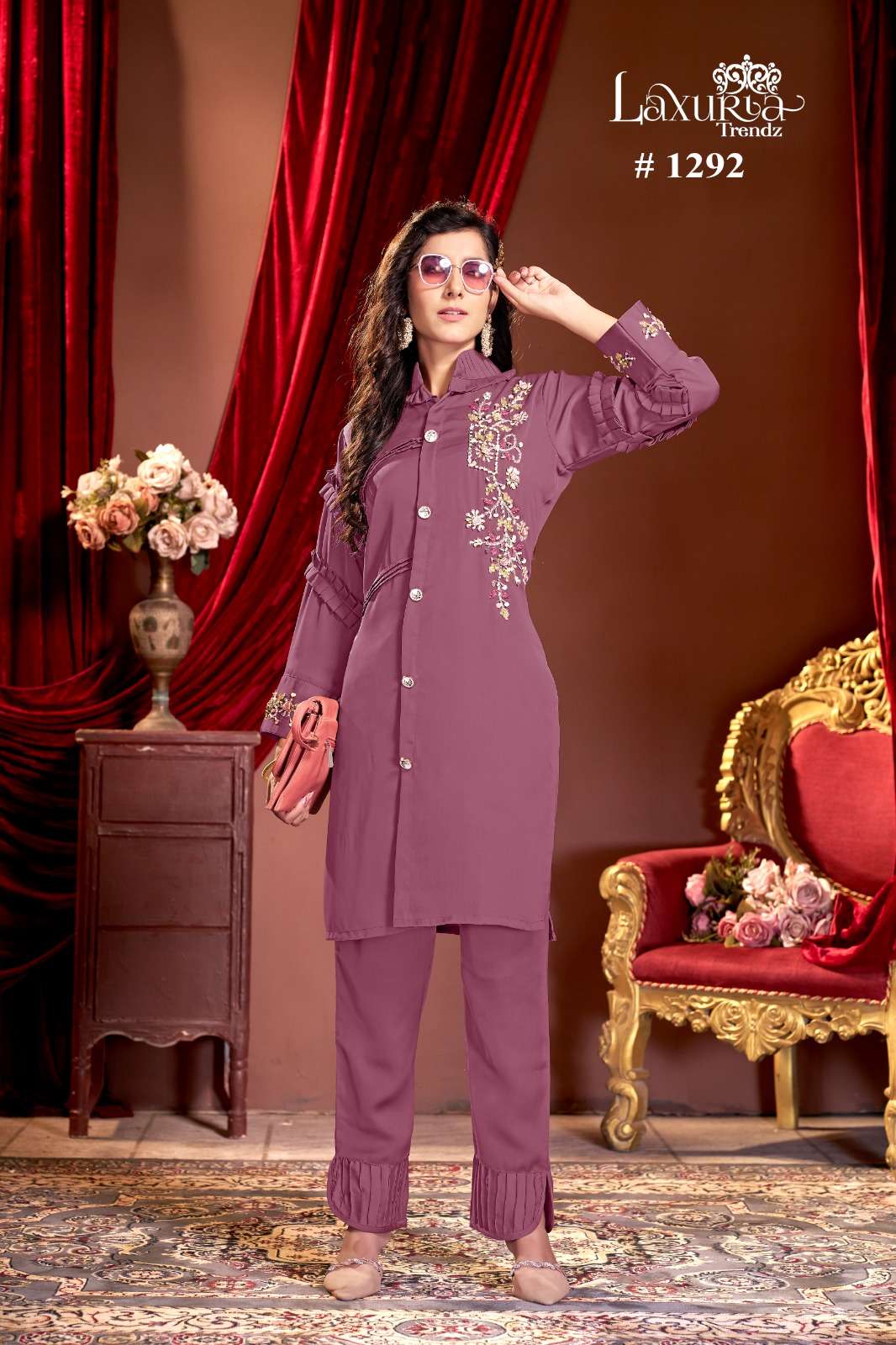 LAXURIA 1292 HIT DESIGN BY LAXURIA TRENDZ SATIN HAND WORK CO-ORD SET