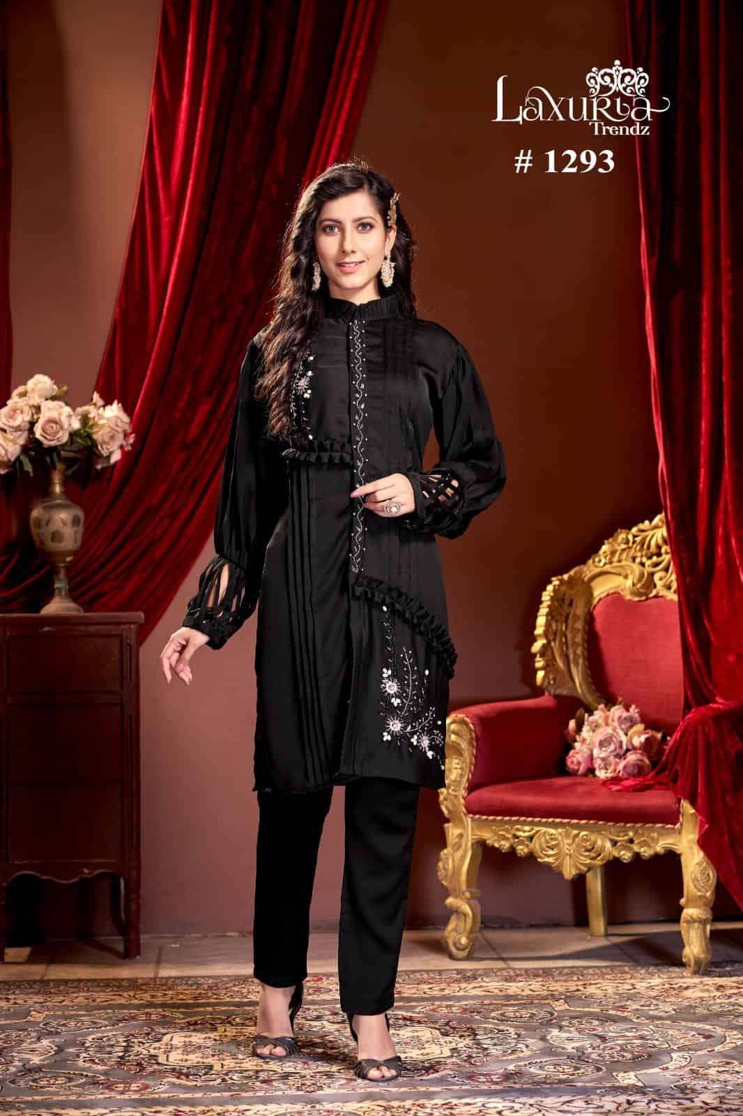 LAXURIA 1293 HIT DESIGN BY LAXURIA TRENDZ SATIN HAND WORK KURTI & PANT