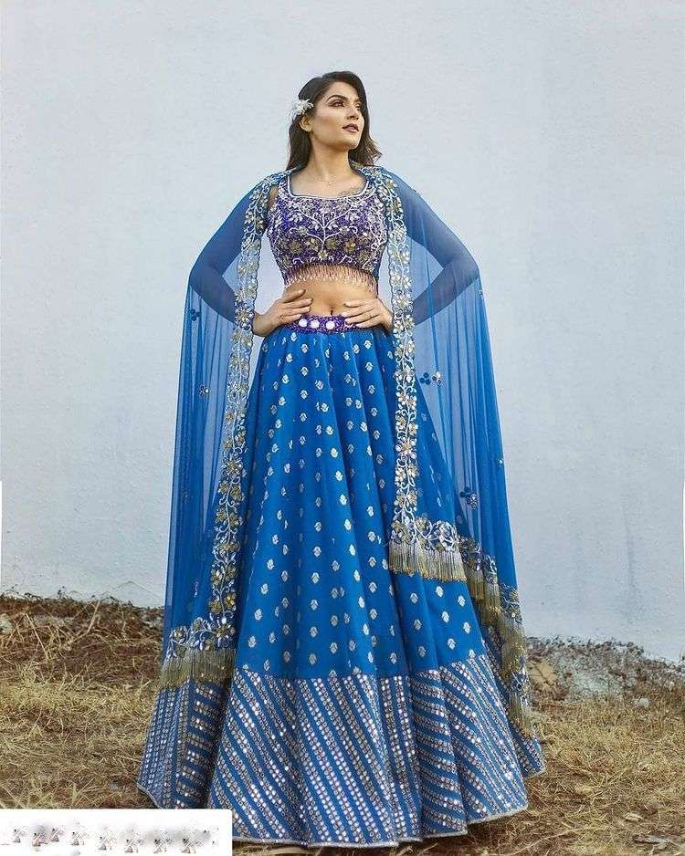 LC-689 BY AQSAWHOLESALE HEAVY BUTTER SILK HEAVY WORK READYMADE LEHENGA