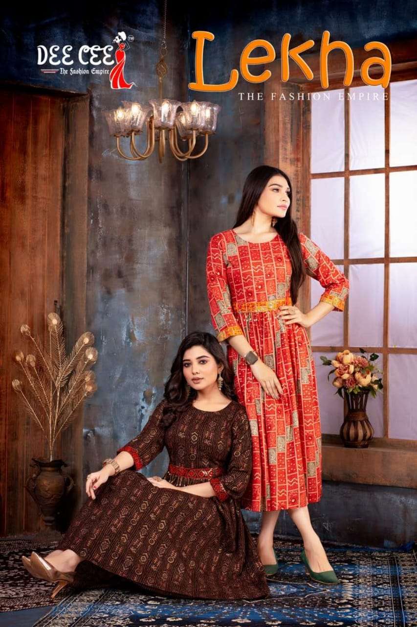 LEKHA BY DEE CEE 1001 TO 1006 SERIES HEAVY RAYON EMBROIDERY KURTIS