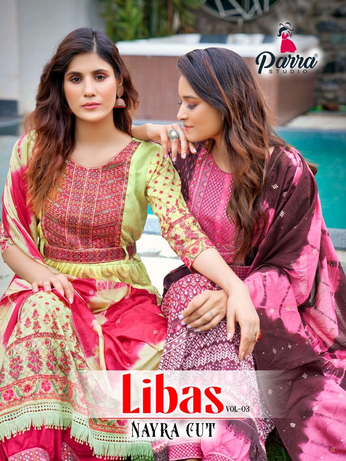 LIBAS VOL-3 BY PARRA STUDIO 3001 TO 3006 SERIES SILK EMBRODIERY NAYRA READYMADE DRESSES