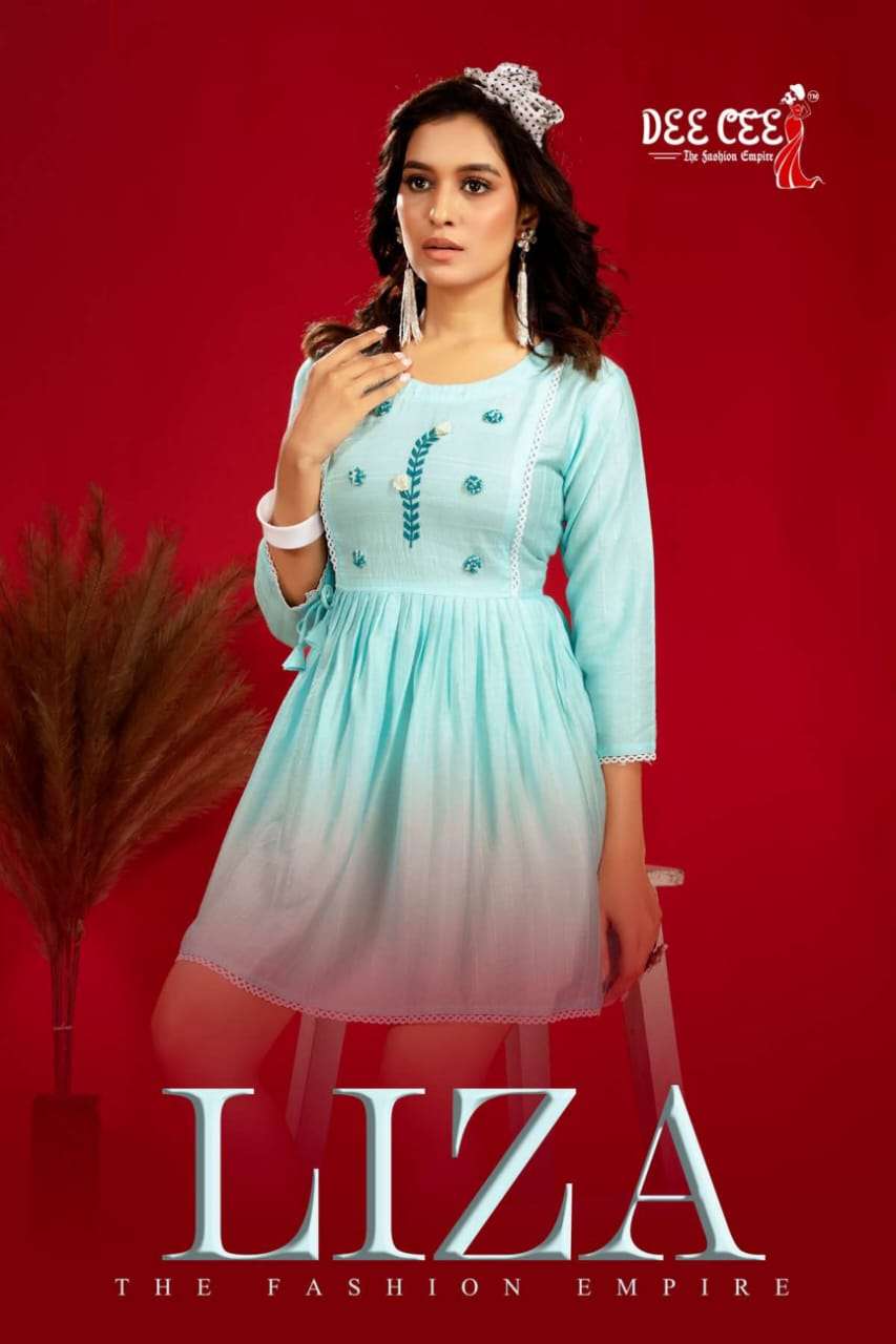 LIZA BY DEE CEE 101 TO 108 SERIES PREMIUM ZARI LINE WORK SHORT KURTIS