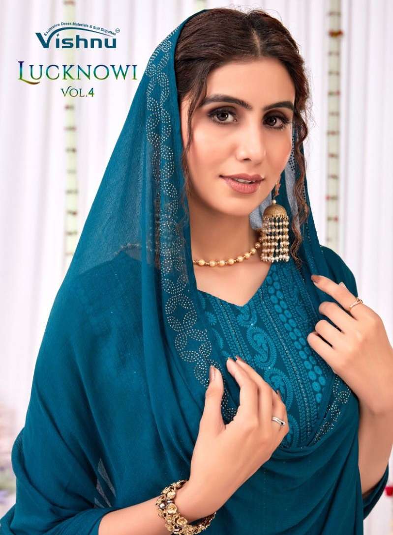 LUCKNOWI VOL-4 BY VISHNU 2001 TO 2008 SERIES FAUX GEORGETTE WORK DRESSES