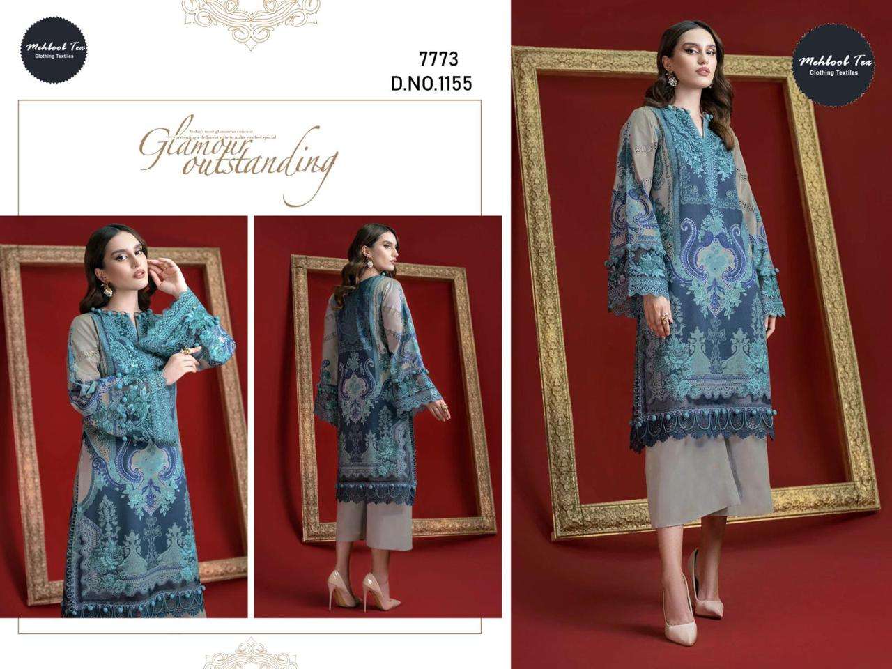 M-1155 HIT DESIGN BY MEHBOOB TEX PURE COTTON PRINT EMBROIDERY PAKISTANI DRESS