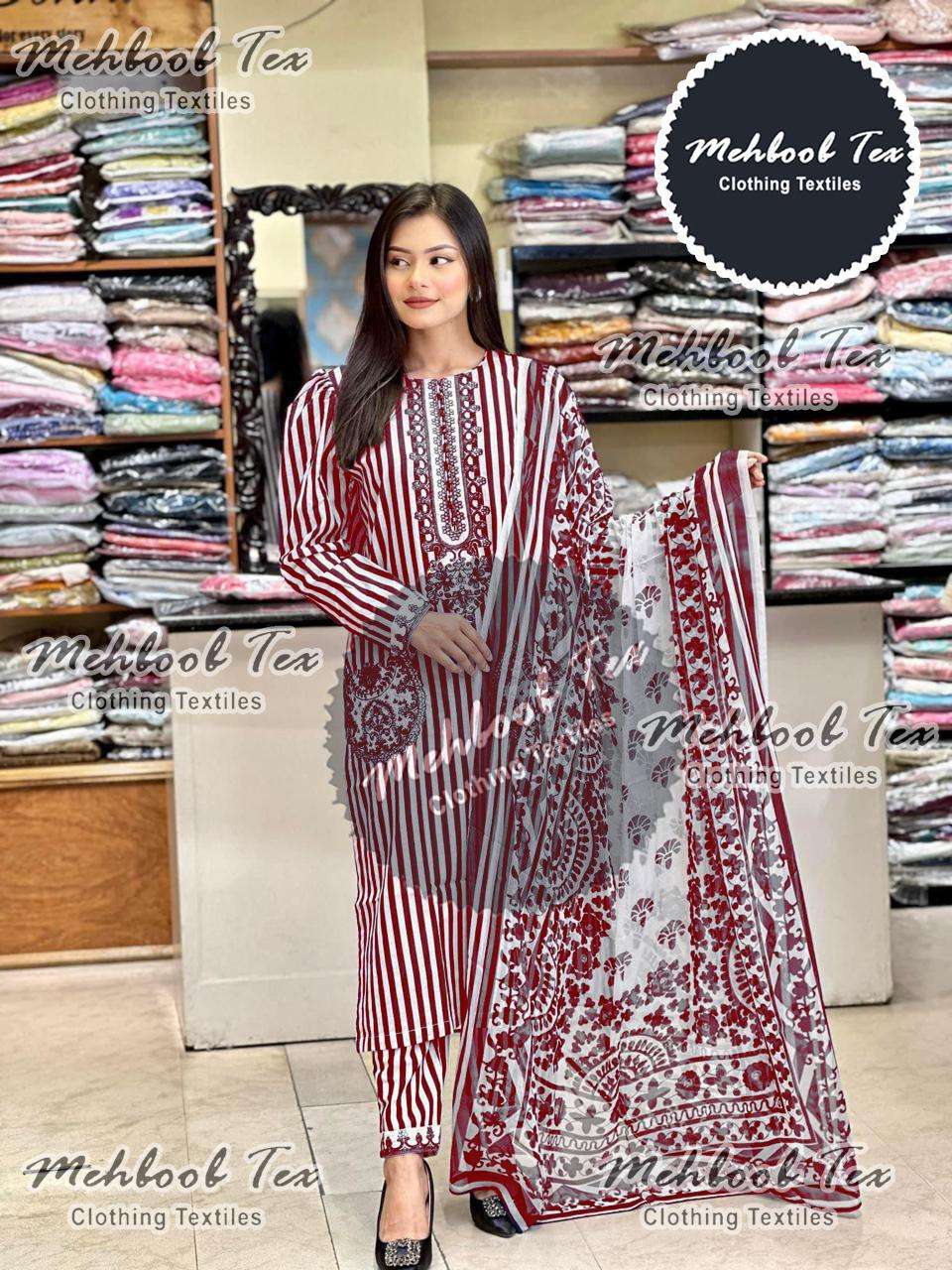 M-1164 COLOURS BY MEHBOOB TEX 164-A TO 1164-D SERIES COTTON PATCH WORK PAKISTANI SUITS