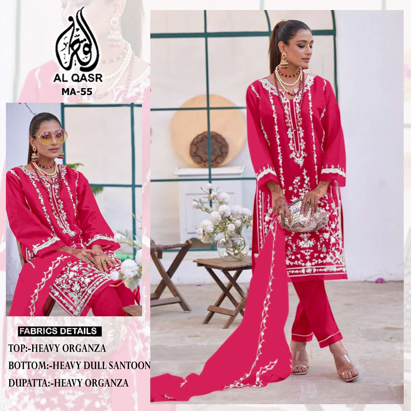 MA-55 COLOURS BY AL QASR ORGANZA HEAVY EMBROIDERY READYMADE PAKISTANI DRESSES