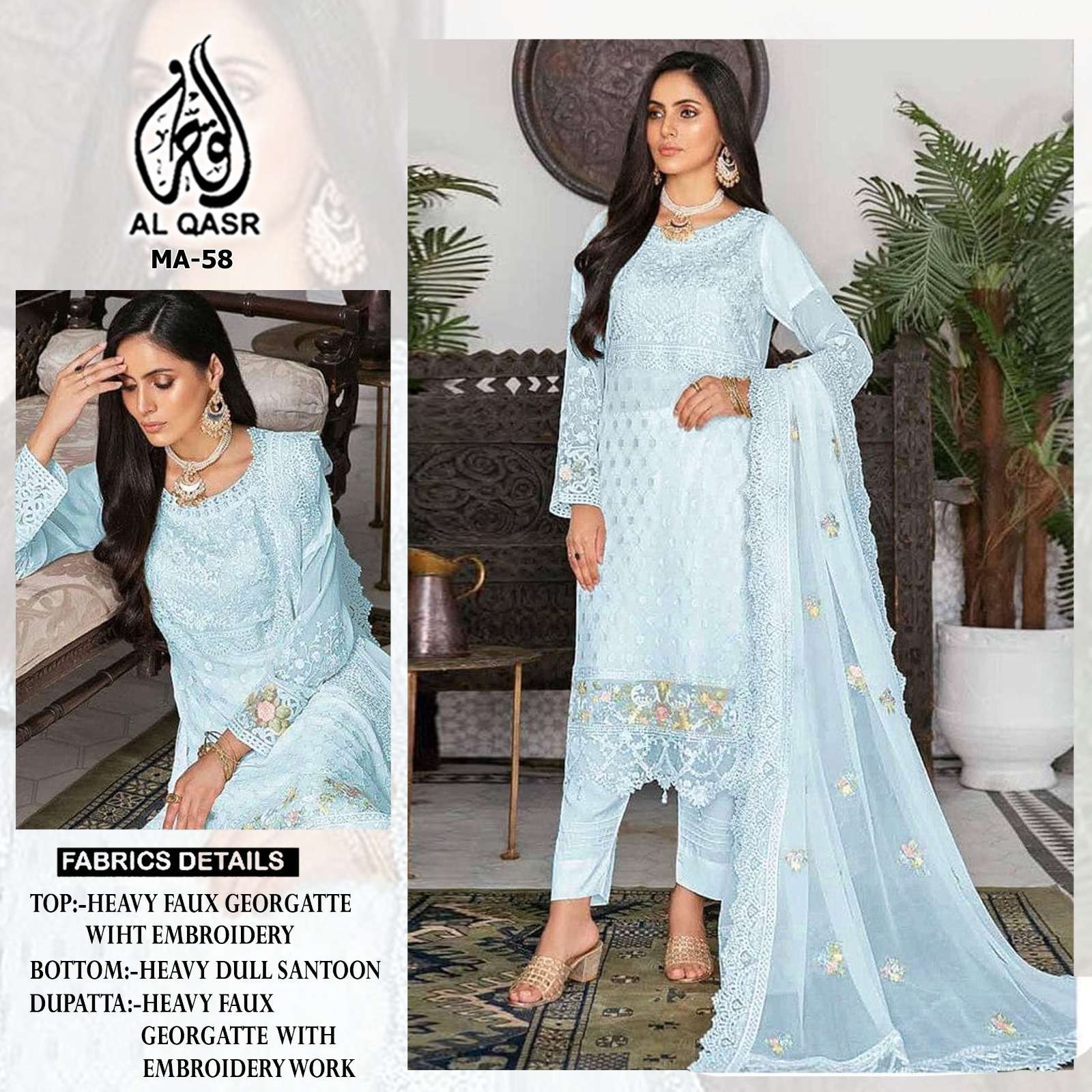 MA-58 COLOURS BY AL QASR 58-A TO 58-D SERIES GEORGETTE EMBROIDERY PAKISTANI DRESSES