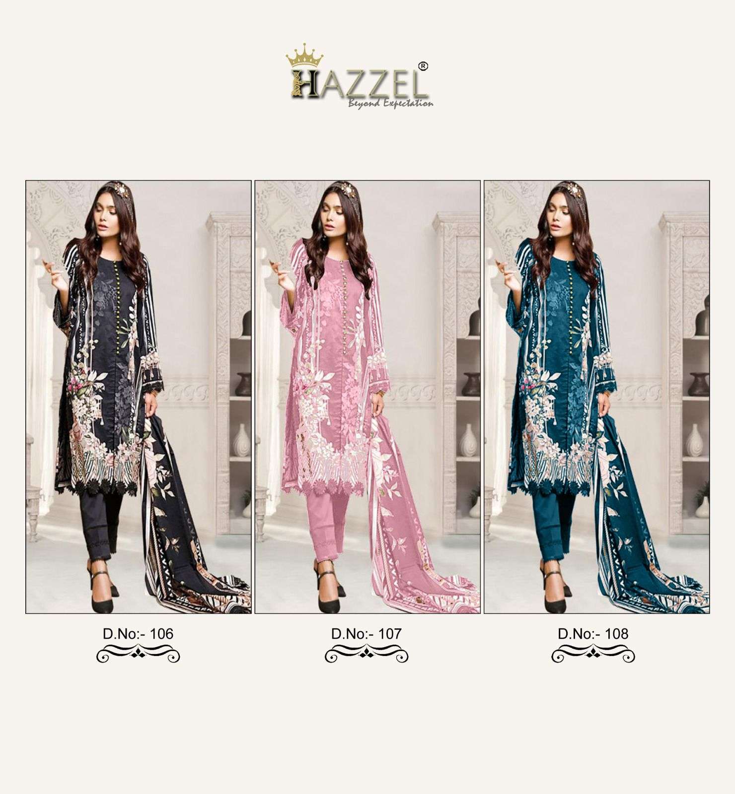 MAHGUL COLOURS BY HAZZEL LAWN COTTON PRINT EMBROIDERY PAKISTANI DRESSES