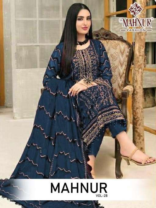 MAHNUR VOL-28 BY MAHNUR FASHION 28001 TO 28004 SERIES GEORGETTE EMBROIDERY DRESSES