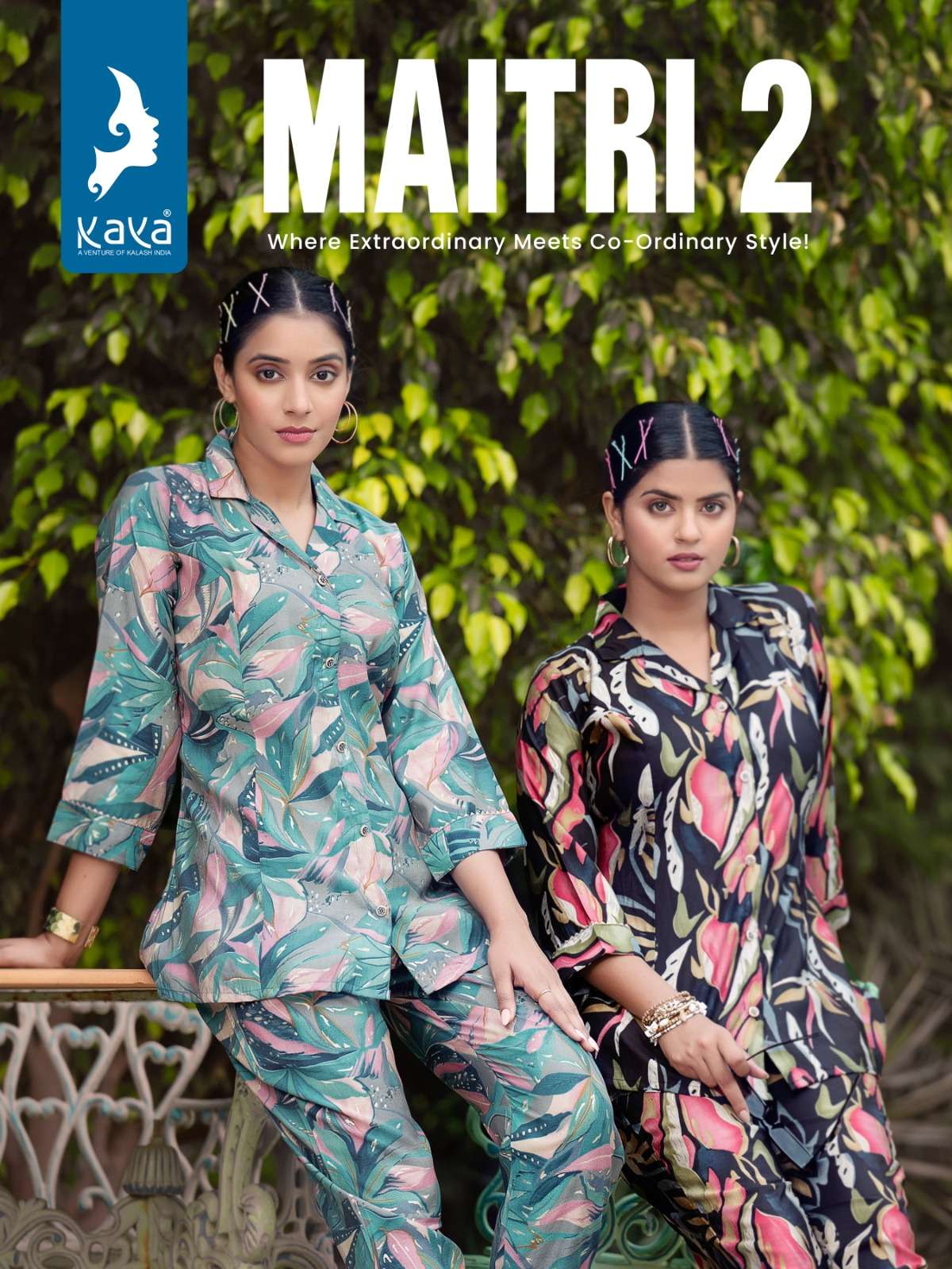 MAITRI VOL-2 BY KAYA 01 TO 06 SERIES CHANDERI FOIL PRINT CO-ORD SET