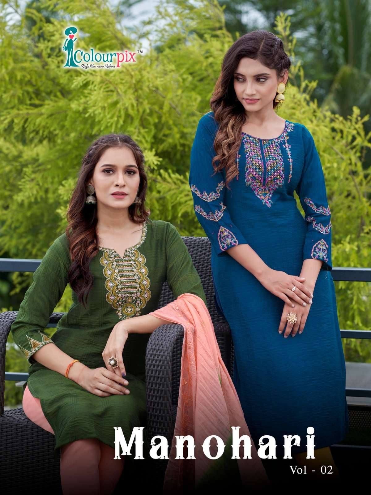 MANOHARI VOL-2 BY COLOURPIX 2001 TO 2004 SERIES SILK EMBROIDERY READYMADE DRESSES