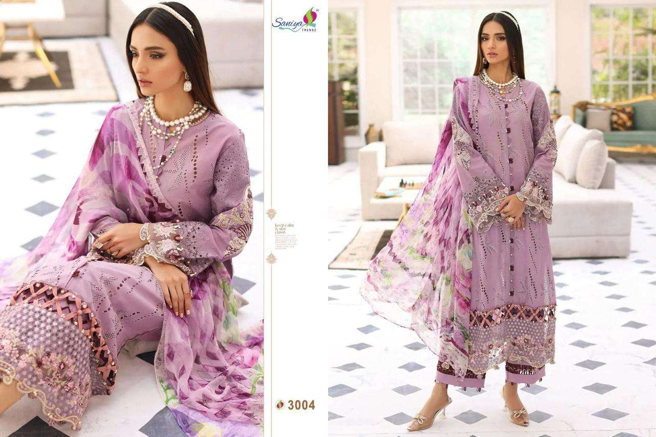 MARIA B 3004 HIT DESIGN BY SANIYA TRNDZ COTTON EMBROIDERY PAKISTANI DRESS