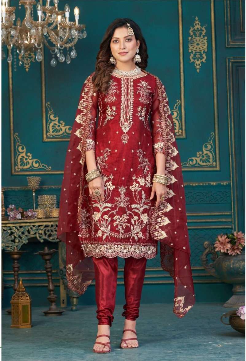 MARIA B EMBROIDERED VOL-1 BY HAZZEL 1001-A TO 1001-C SERIES ORGANZA WORK READYMADE DRESSES