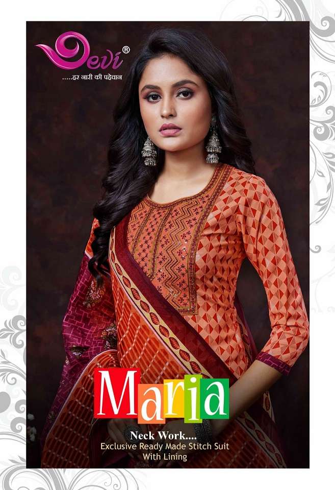 MARIA BY DEVI 1001 TO 1012 SERIES PURE COTTON EMBROIDERY READYMADE DRESSES