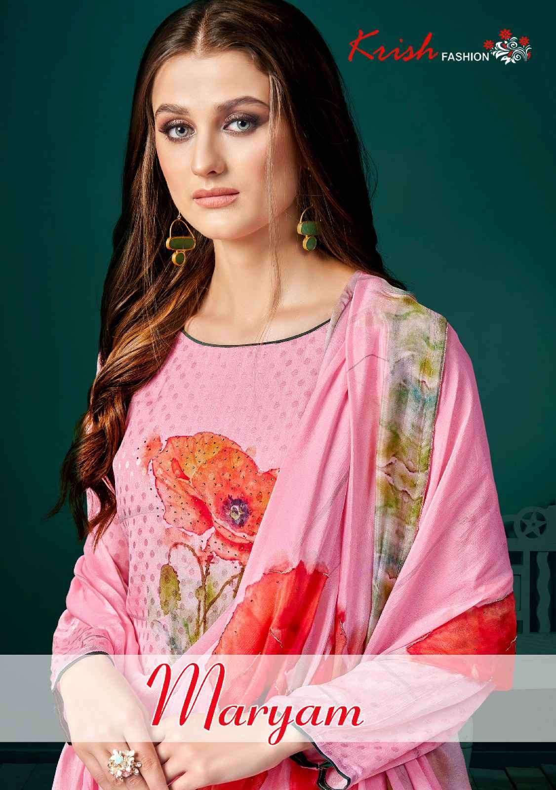 MARYAM BY KRISH FASHION 2181-A TO 2181-D SERIES CHINON JACQUARD HANDWORK DRESSES