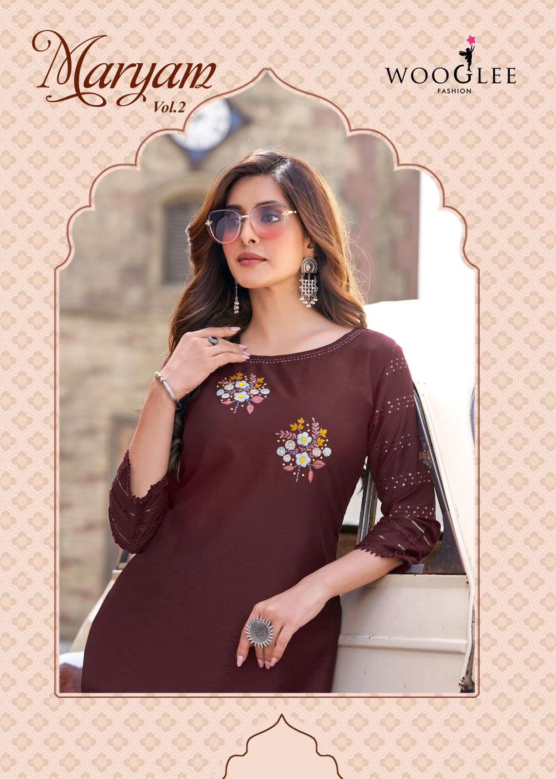 MARYAM VOL-2 BY WOOGLEE 1014 TO 1019 SERIES VISCOSE COTTON HAND WORK KURTIS