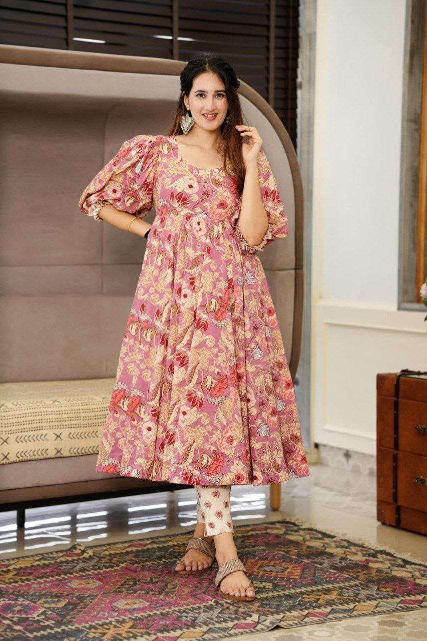 MAXI 510 NX BY AQSAWHOLESALE MUSLIN LINING PRINT KURTIS