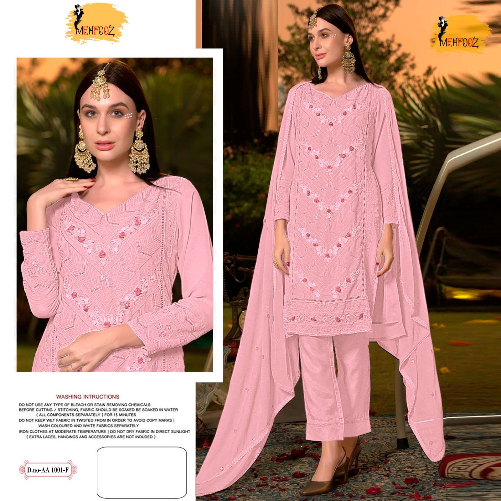 MEHFOOZ 1001 COLOURS BY AQSAWHOLESALE GEORGETTE EMBROIDERY WORK DRESSES