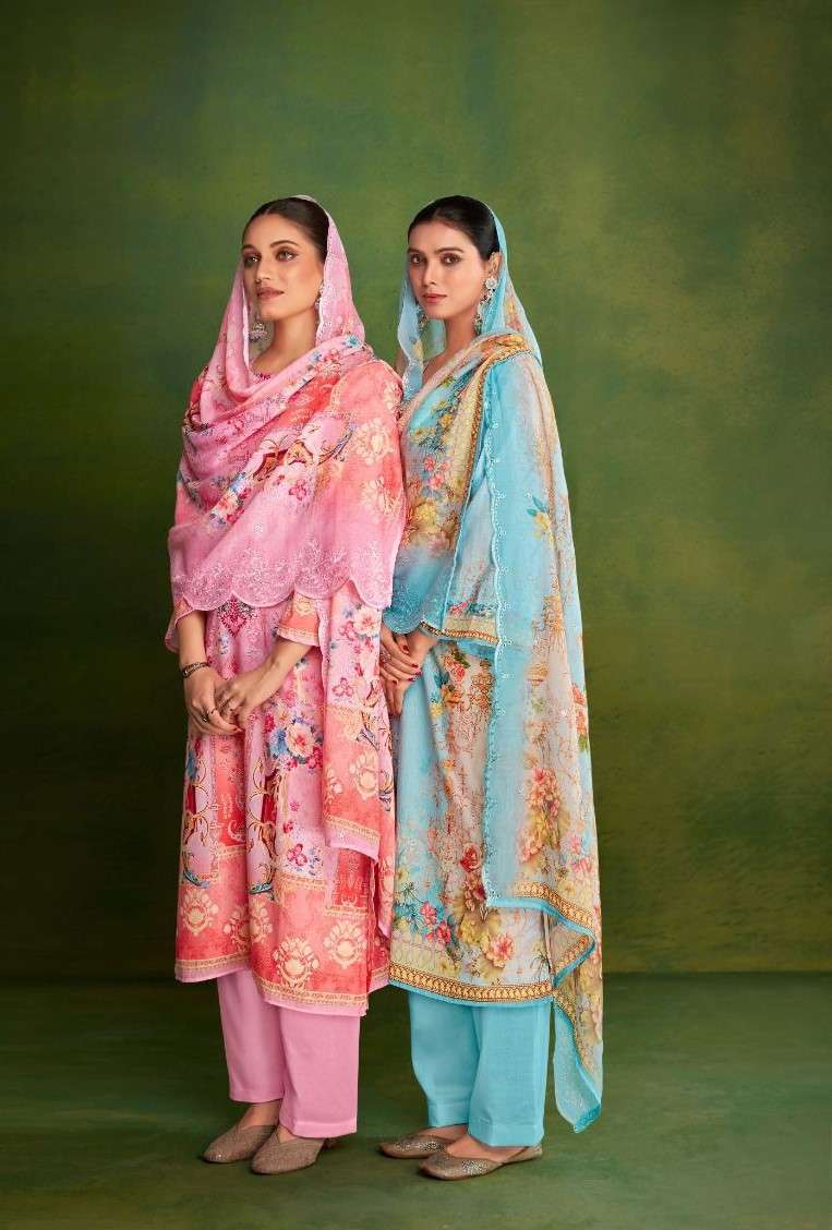 MEHFUZA BY BELLIZA 806-001 TO 806-008 SERIES PURE COTTON PRINT EMBROIDERY DRESSES