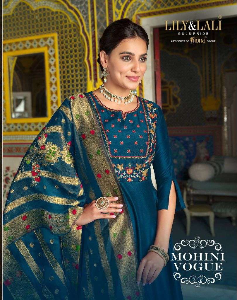 MOHINI VOGUE BY LILY & LALI 12701 TO 12706 SERIES SILK EMBROIDERY GOWN AND DUPATTA