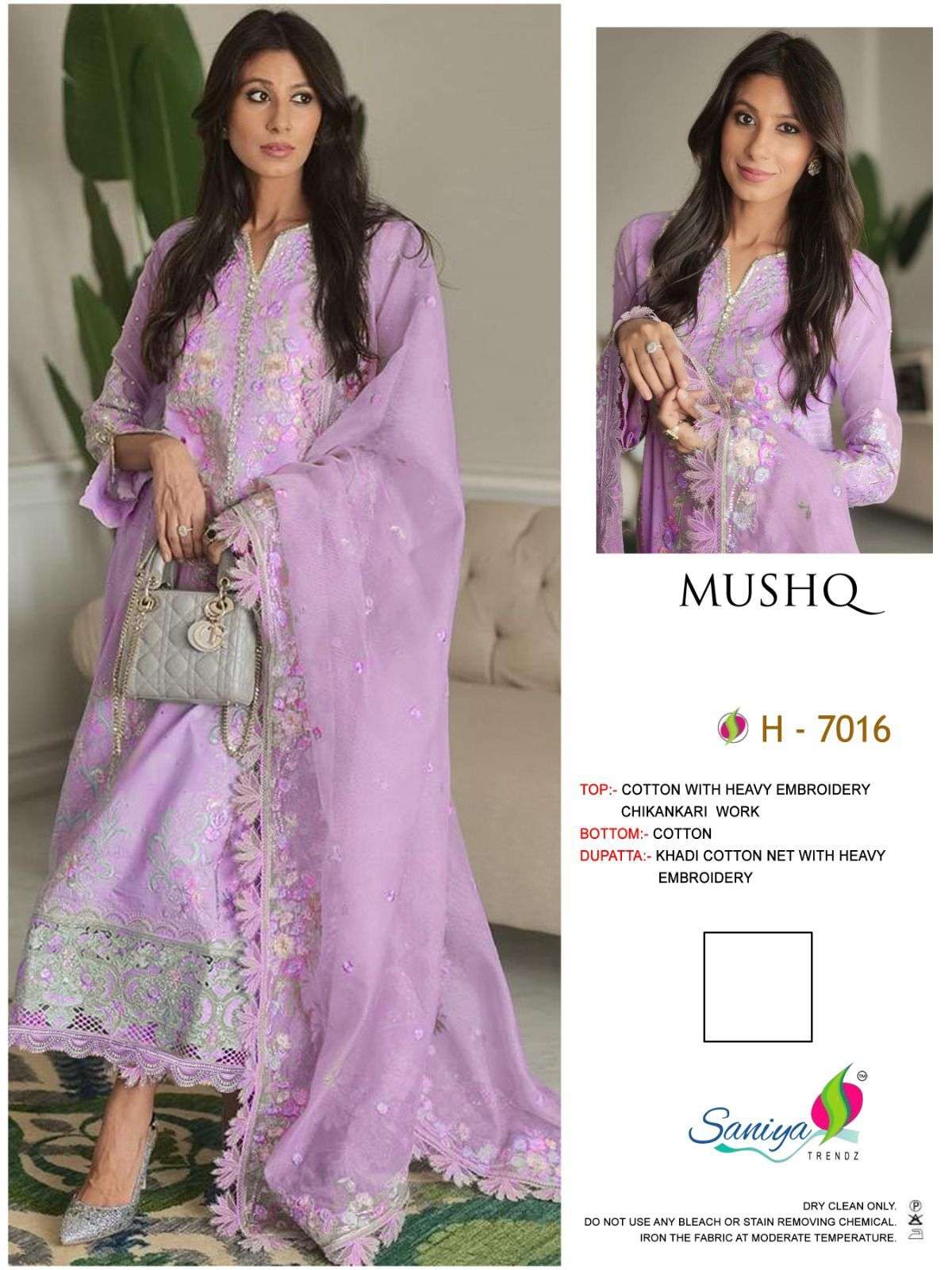 MUSHQ-7016 BY SANIYA TRENDZ COTTON EMBROIDERY WORK PAKISTANI DRESS