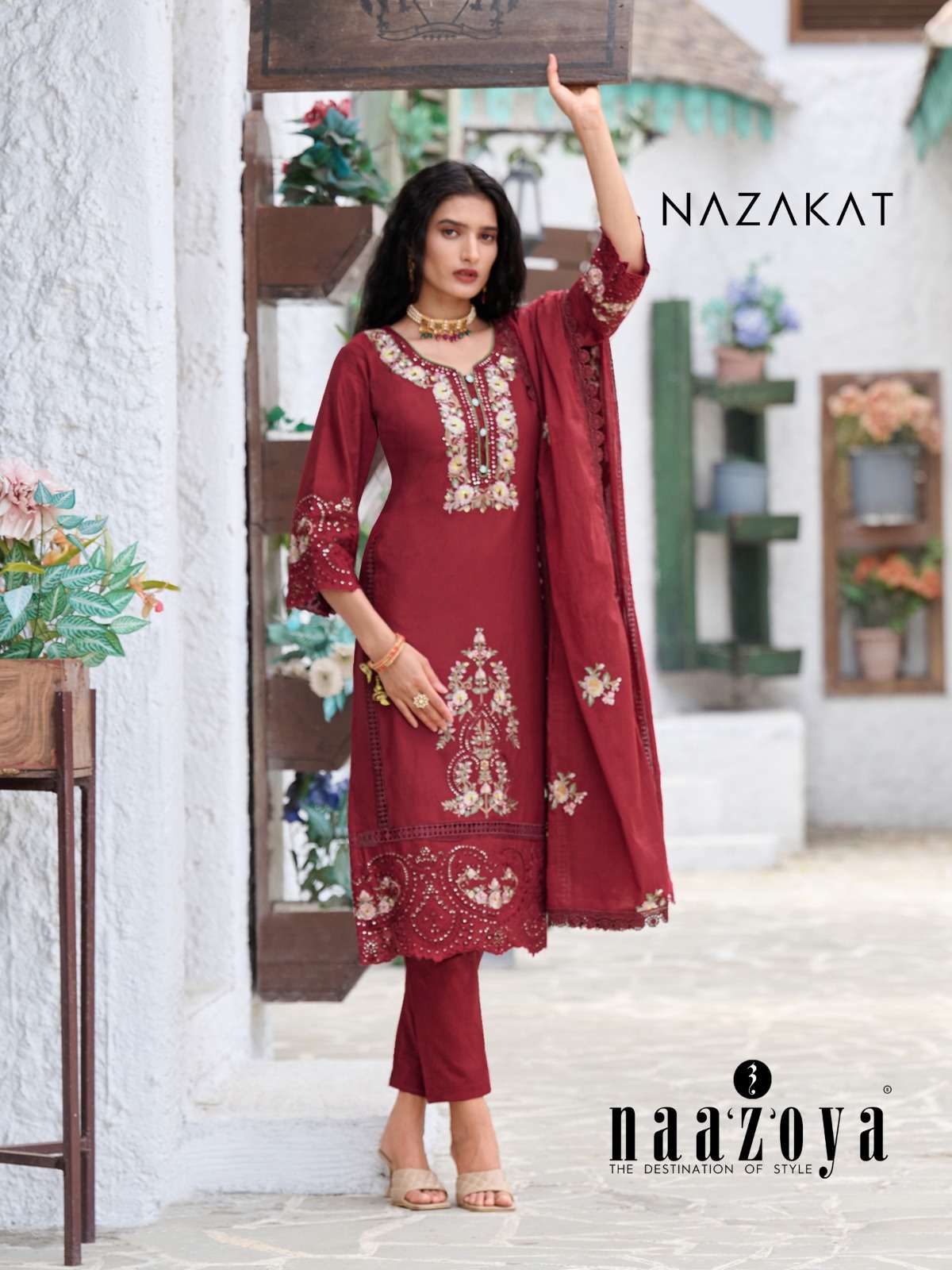 NAAZOYA NAZAKAT BY AQSAWHOLESALE 01 TO 04 SERIES CAMBRIC EMBROIDERY READYMADE DRESSES