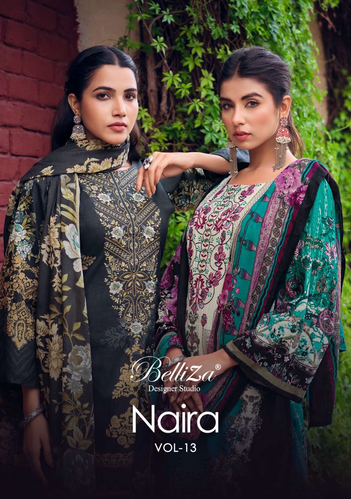 NAIRA VOL-13 BY BELLIZA 807-001 TO 807-008 SERIES COTTON PRINT EMBRODIERY DRESSES