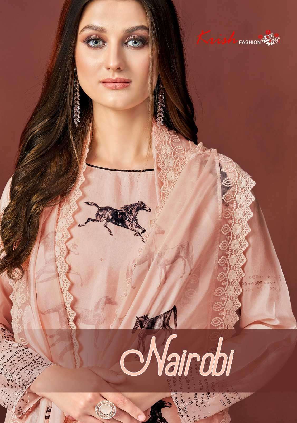 NAIROBI BY KRISH FASHION 2182-A TO 2182-D SERIES SILK PRINT HANDWORK DRESSES