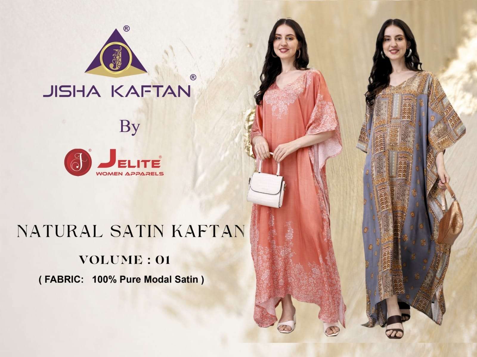 NATURAL SILK KAFTAN BY JISHA KAFTAN 5001 TO 5004 SERIES SATIN PRINT KAFTANS