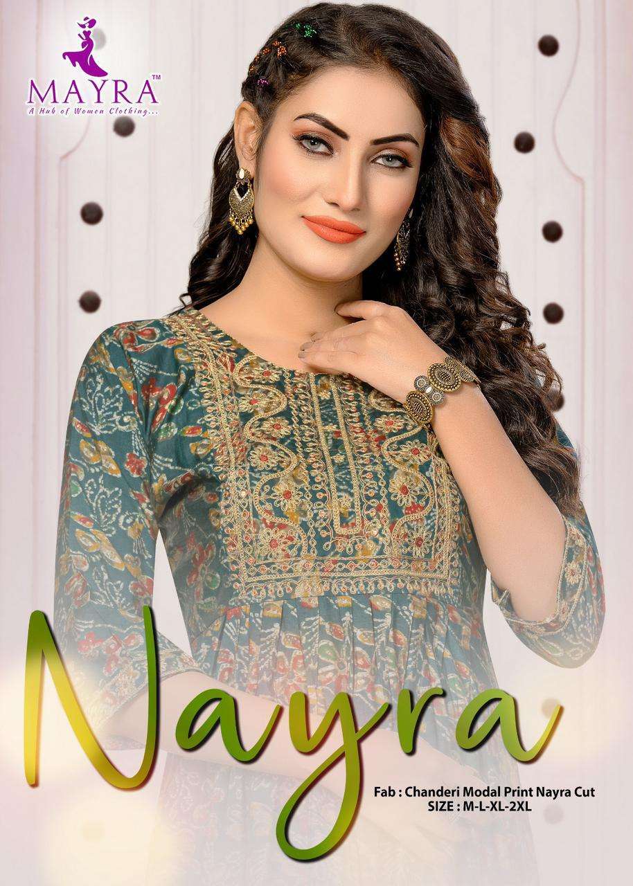 NAYRA BY MAYRA 80279 TO 80284 SERIES MODAL CHANDERI EMBROIDERY NAYRA KURTIS