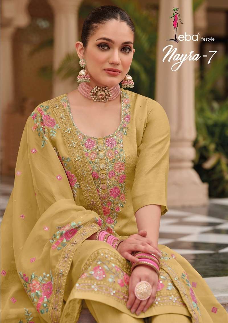 NAYRA VOL-7 BY EBA LIFESTYLE 1571 TO 1574 SERIES VISCOSE SILK EMBROIDERY DRESSES