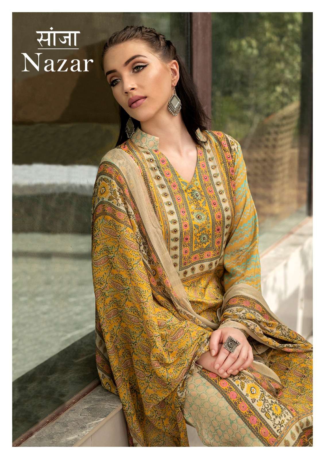 NAZAR BY SAANJA 1583 TO 1586 SERIES VISCOSE MUSLIN PRINT HAND WORK DRESSES