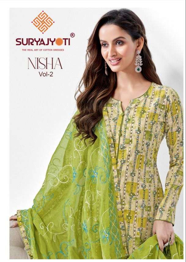 NISHA VOL-2 BY SURYAJYOTI 2001 TO 2008 SERIES CAMBRIC PRINT WORK DRESSES