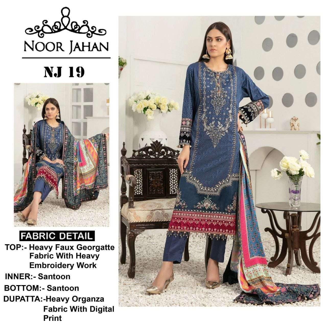 NJ-19 HIT DESIGN BY NOOR JAHAN FAUX GEORGETTE EMBROIDERY PAKISTANI DRESS