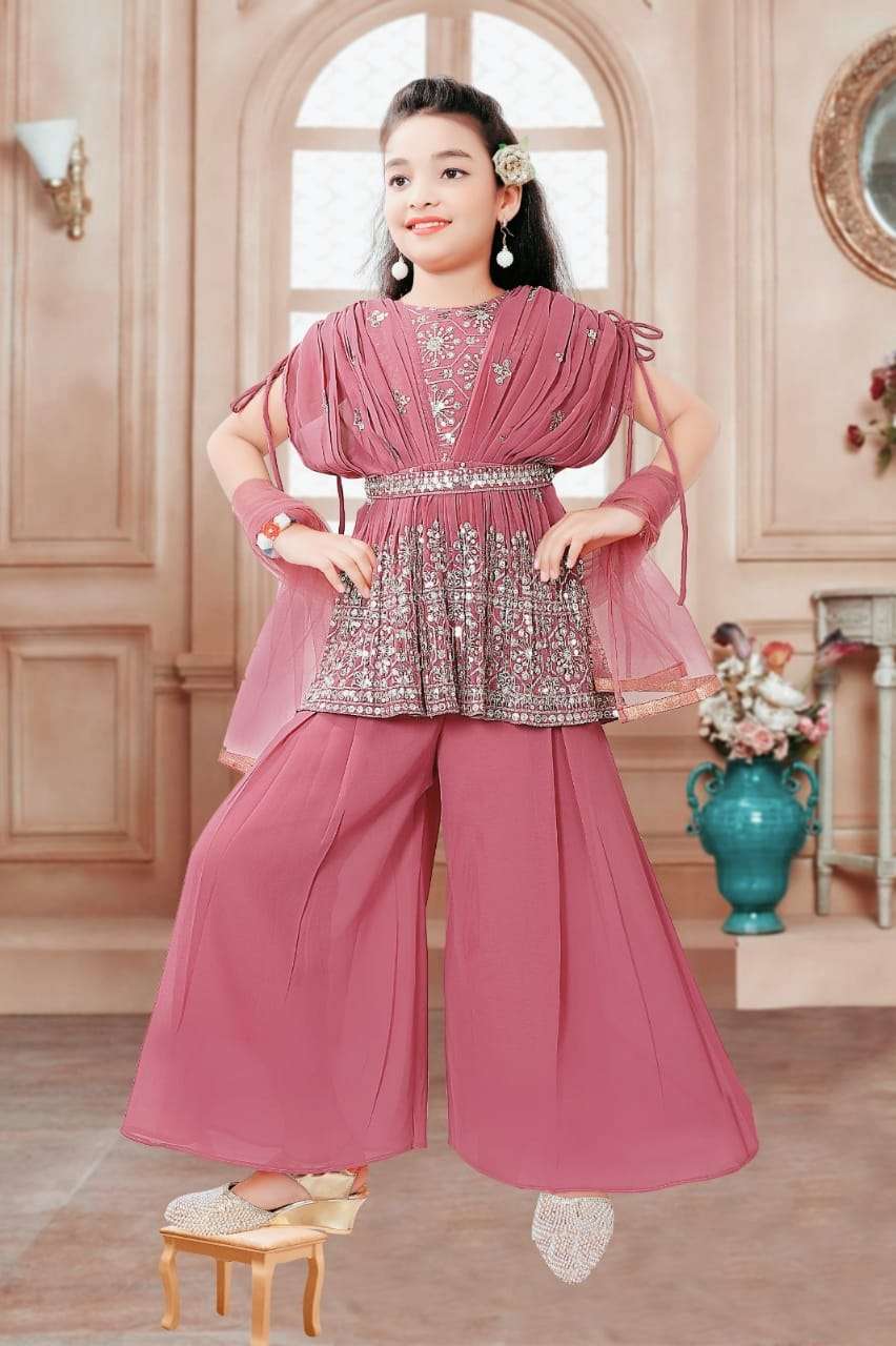 NM-1030 BY AQSAWHOLESALE FAUX GEORGETTE WORK KIDS READYMADE DRESSES