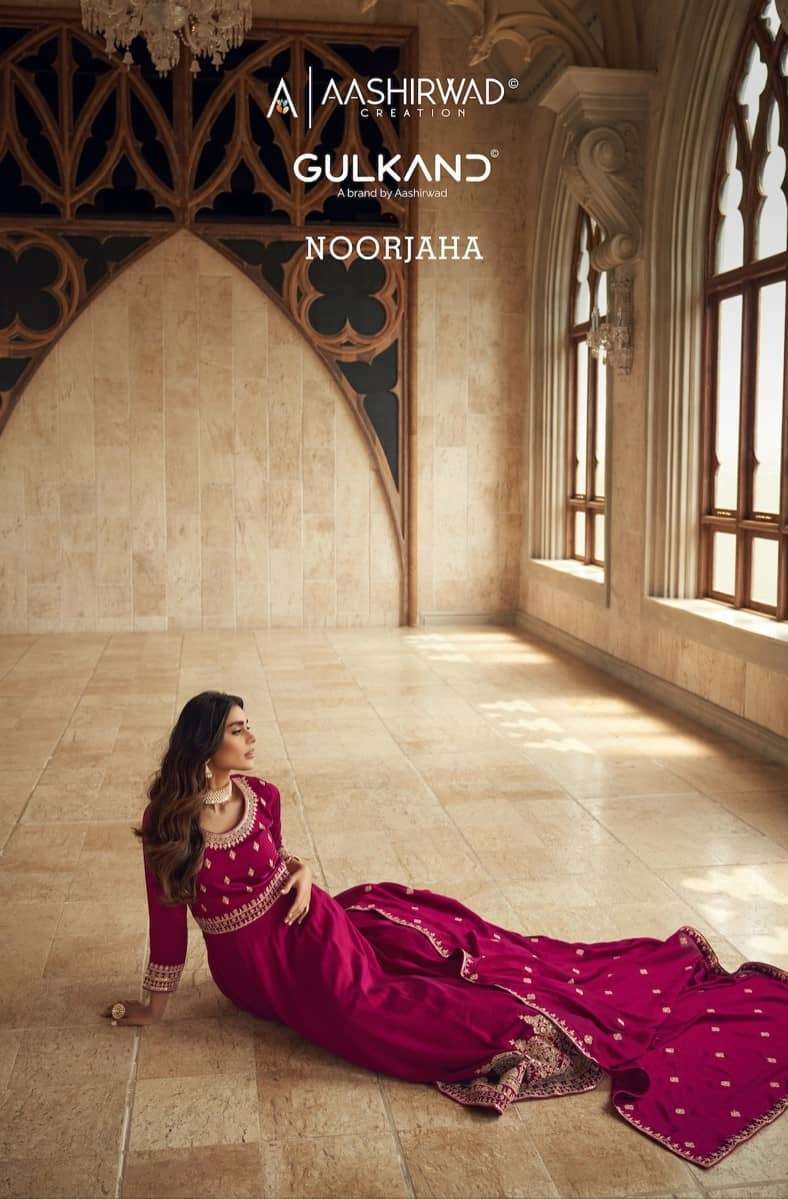 NOORJAHA BY AASHIRWAD CREATION 9641 TO 9644 SERIES SILK HEAVY WORK READYMADE SUITS