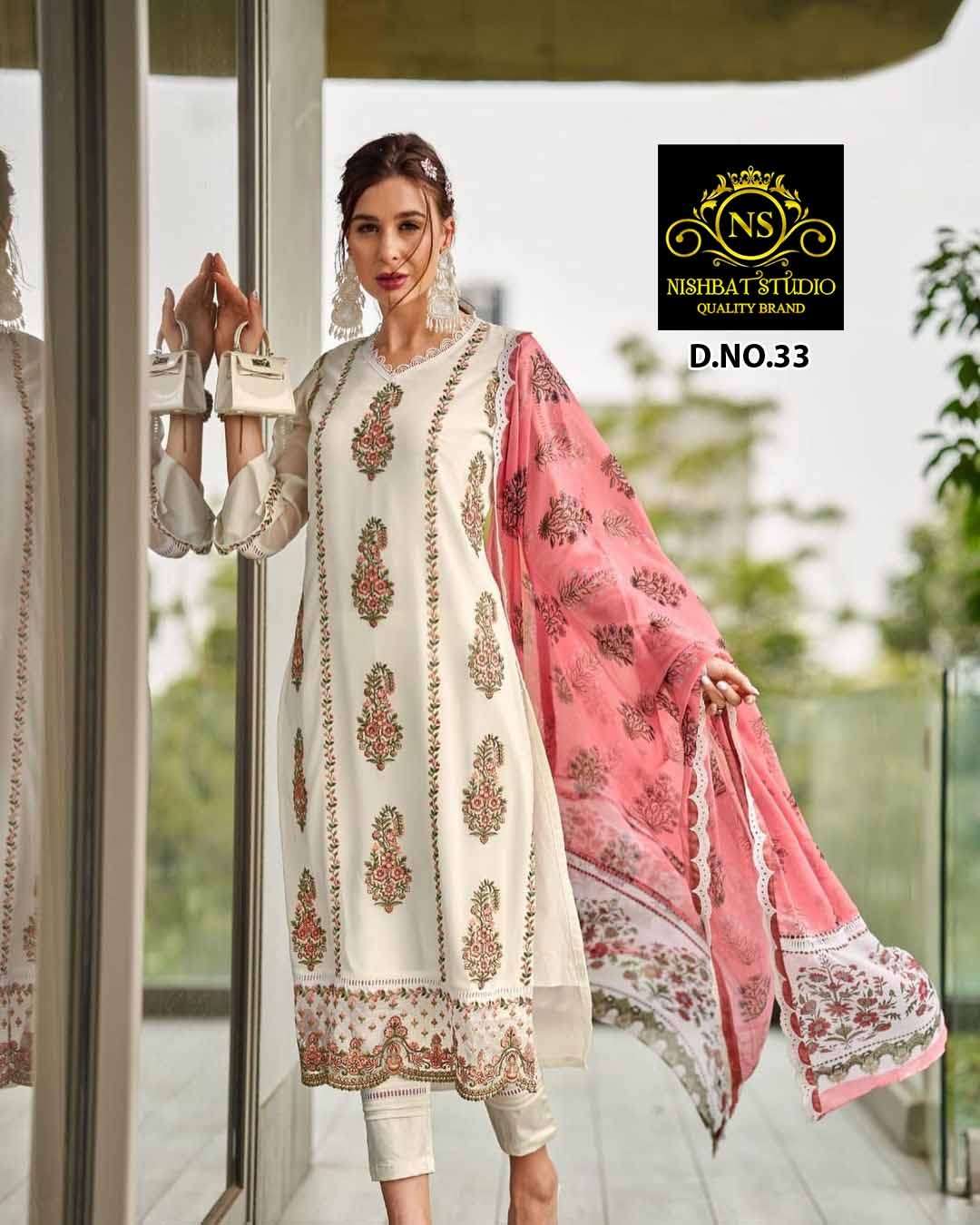 NS-33 COLOURS BY AQSAWHOLESALE PURE GEORGETTE EMBROIDERY READYMADE DRESSES